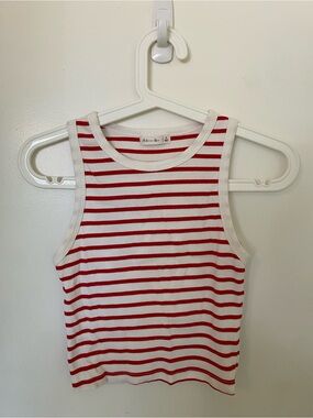 Active USA Red & White Striped Ribbed Tank
